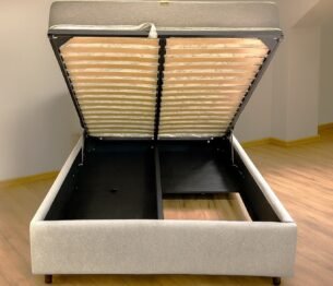 Pat tapițat MARIA 160x200, material catifea, somieră metalică rabatabilă, spațiu depozitare, seria MODERN - imagine 2