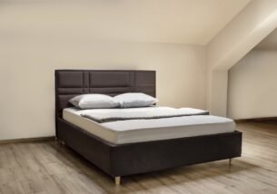 Pat tapițat MARIA 160x200, material catifea, somieră metalică rabatabilă, spațiu depozitare, seria MODERN