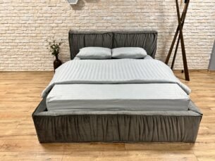 Pat tapițat SELINA 160x200, material catifea, somieră metalică rabatabilă, spațiu depozitare, seria LUX - imagine 2