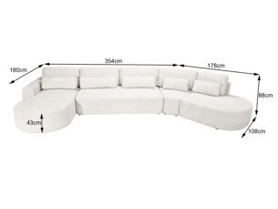 Colțar extensibil SALTA 532x180cm, material boucle premium impermeabil (1,5+A45+3F+OT) - imagine 4