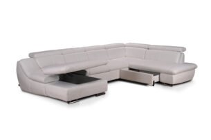 Colțar extensibil Helios U, tetiere rabatabile și brațe reglabile, cadru lemn, 381x250x177, diverse culori - imagine 3