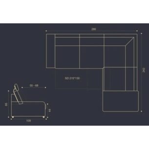 Colțar extensibil Brazil, tetiere rabatabile și brațe reglabile, cadru lemn, 286x242 cm, diverse culori - imagine 6